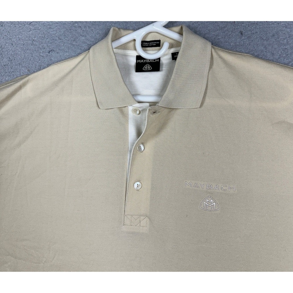 Maybach Supima Cotton Polo Shirt Mens Large Beige Tan Casual Rugby Short Sleeve